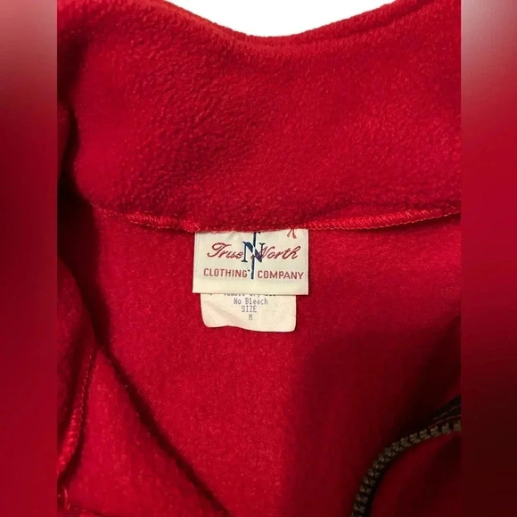 Vintage True North Men's Bright Red 1/4 Zip Fleece Jacket Medium Canada EUC - Picture 11 of 14
